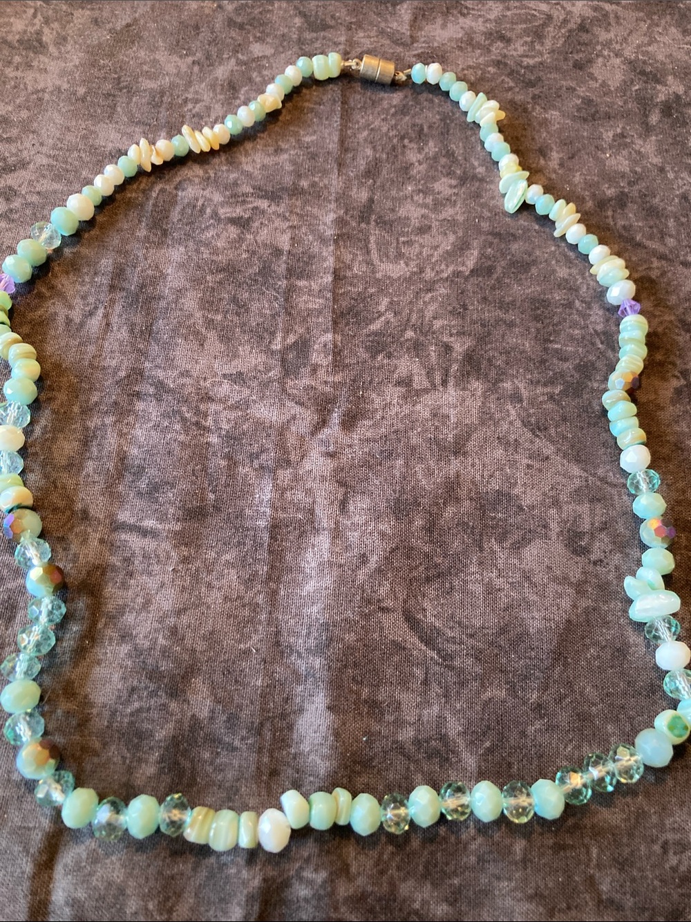 Aqua Crystal & Stone Beaded Necklace